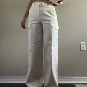 NWT Dynamite Cream Cargo Wide-Leg Pants - Women's Utility Trousers